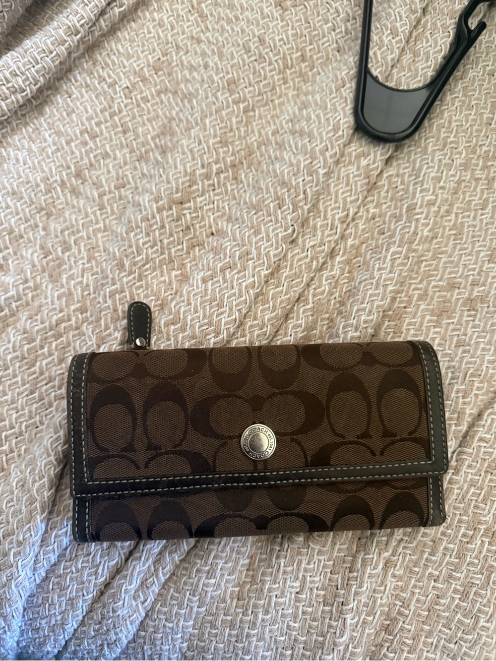 Vintage Coach Signature Brown Canvas Continental Wallet